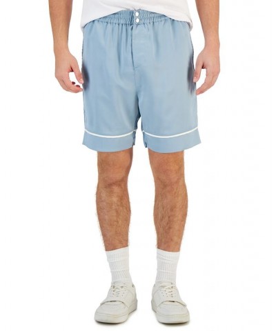 Men's Rupert Snap-Closure Satin 7" Shorts Blue $40.42 Shorts